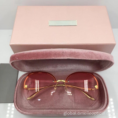 Rose Gold Rimless Sunglasses Reflective Rimless Sunglasses for Female Supplier